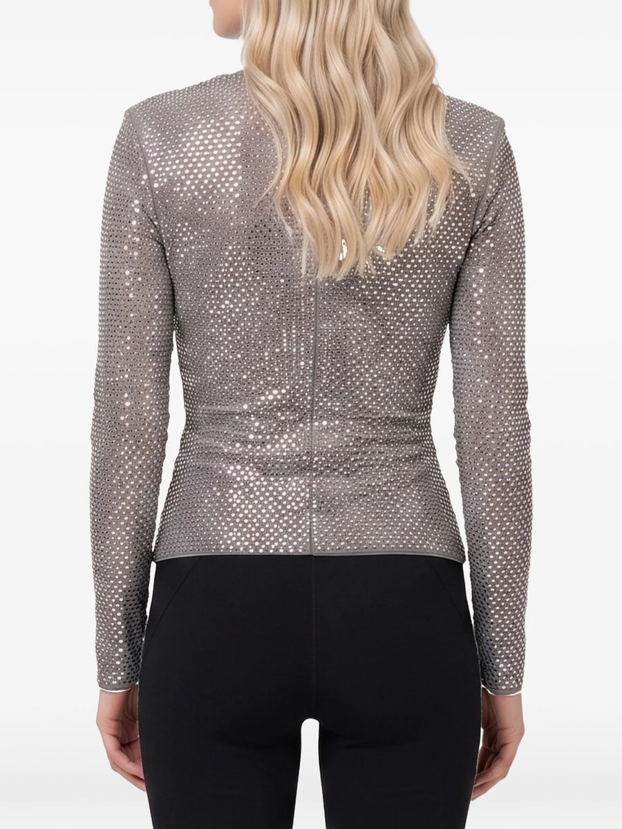 self-portrait Self-portrait Grey Rhinestone Mesh Wrap Top, view 3