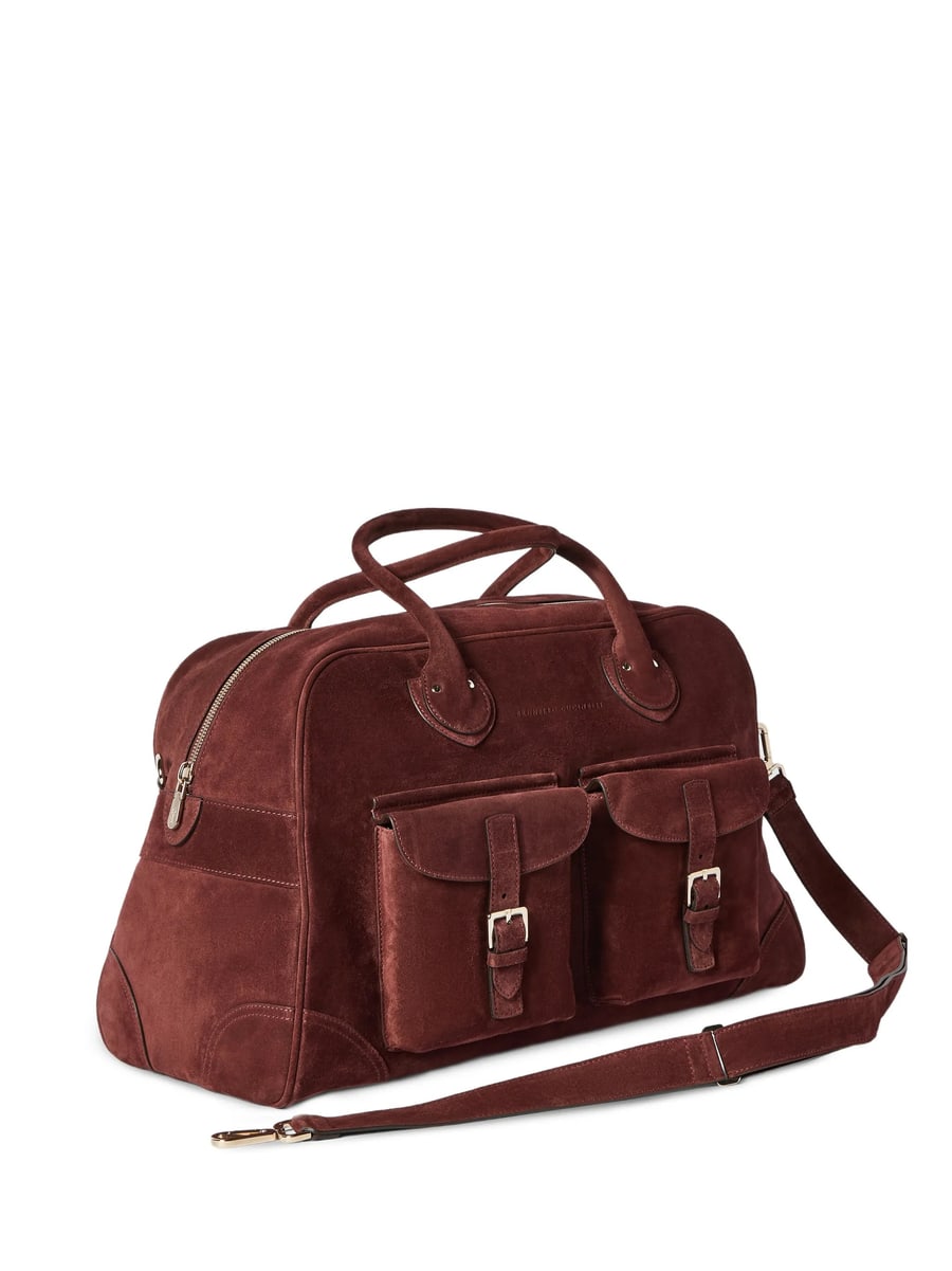 Brunello Cucinelli Brunello Cucinelli Suede Weekender Bag, view 5
