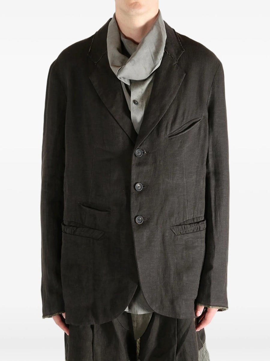 Ziggy Chen Ziggy Chen Raw-cut Linen Blazer, view 3
