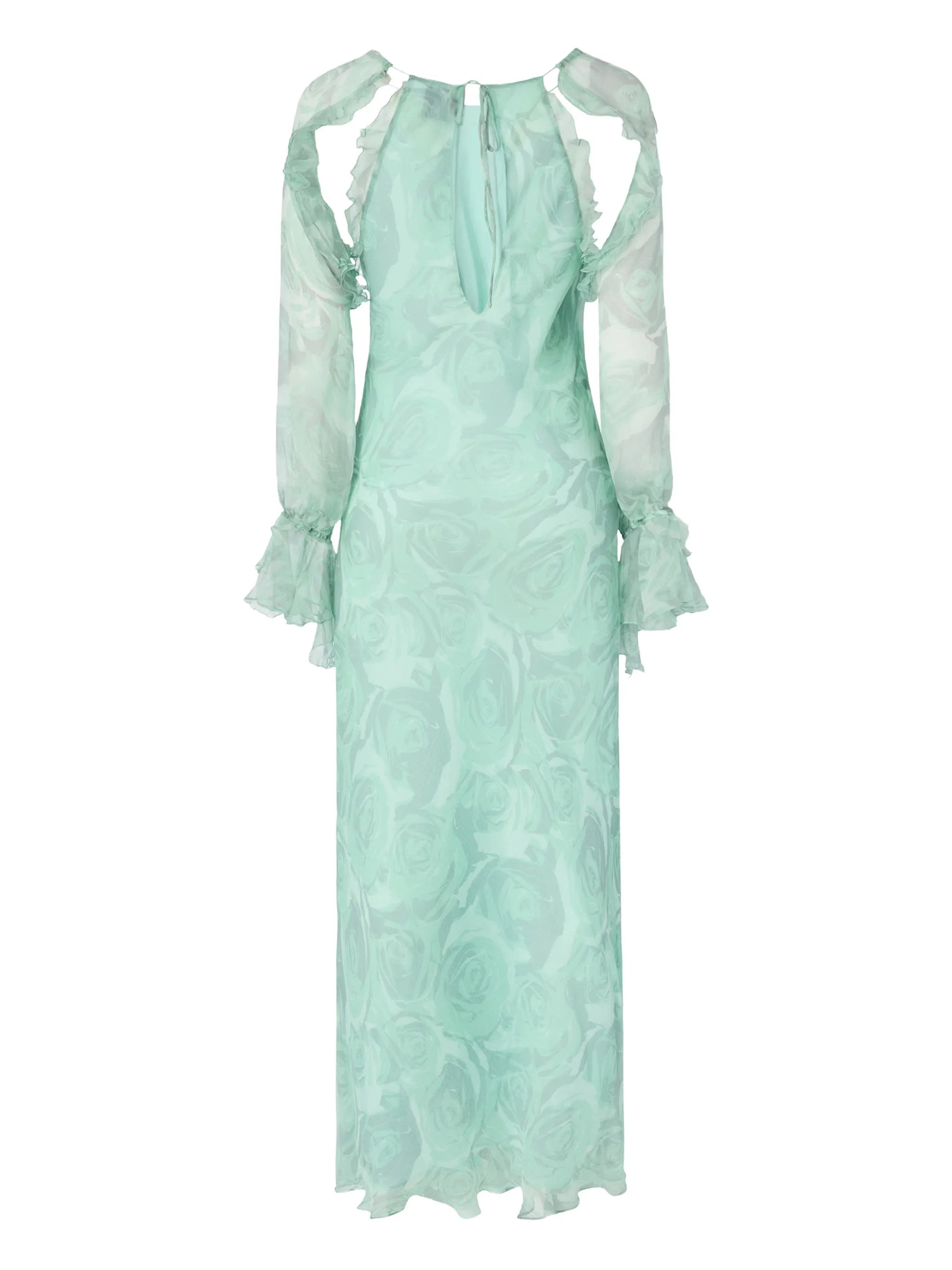 Pinko Pinko Silk Midi Dress With Rose Print And Open Shoulders, view 2