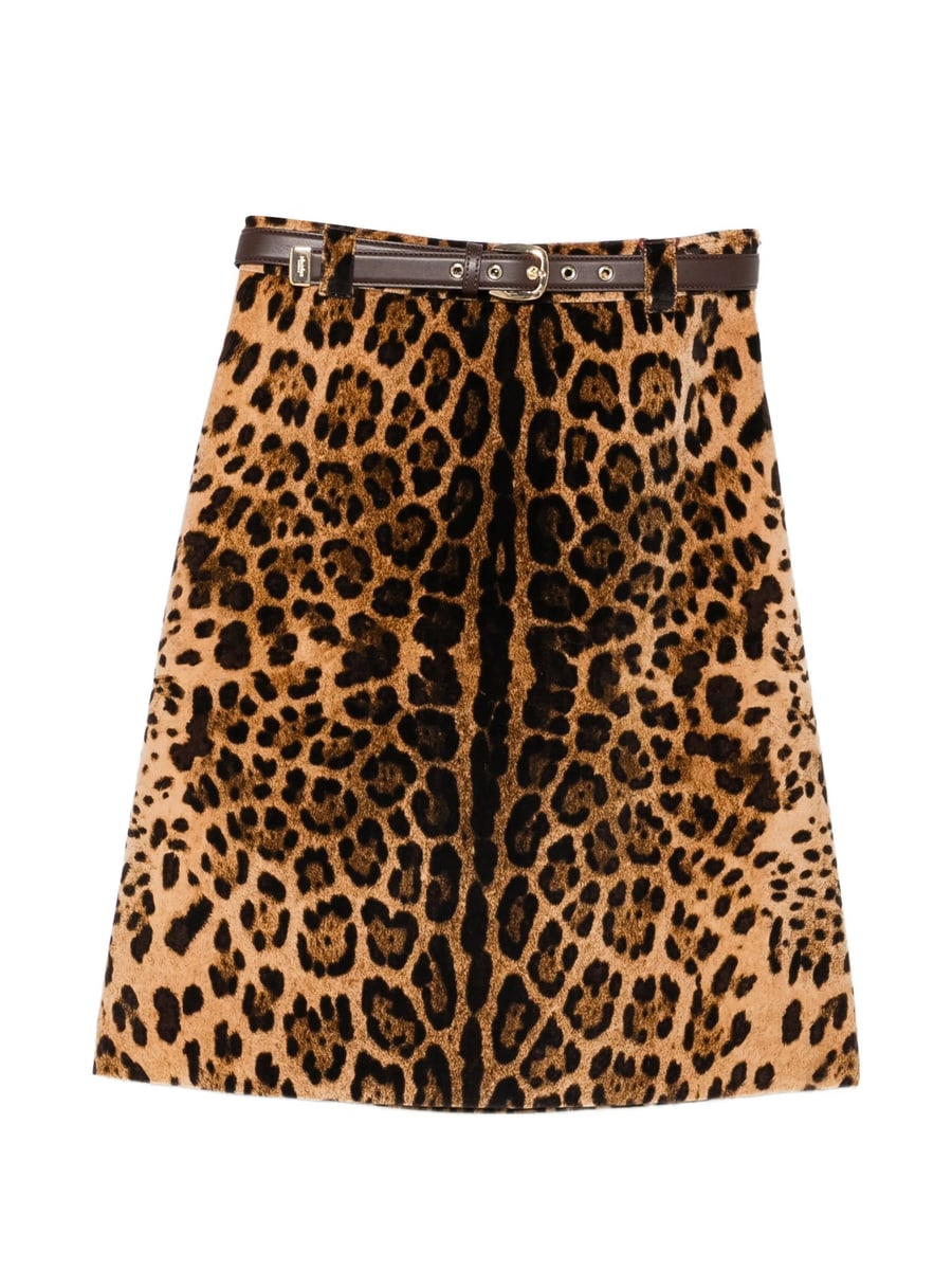 Max Mara Studio Max Mara Studio Falange Leopard-print Belted Skirt