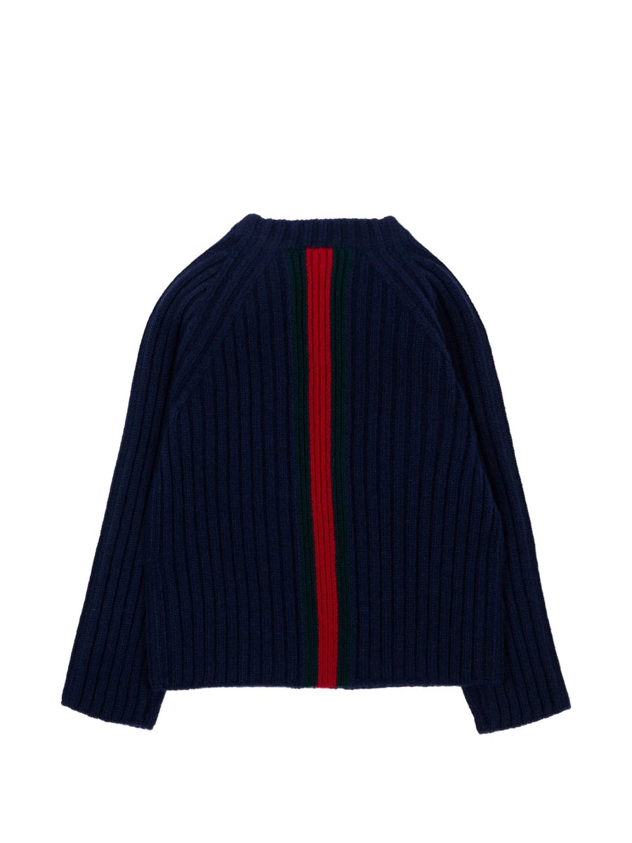 Gucci Gucci Web-stripe Ribbed-knit Sweater, view 3