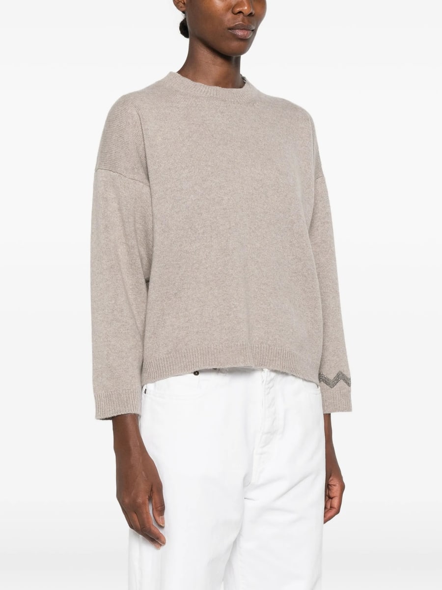 Panicale Panicale Bead-embellished Drop-shoulder Sweater, view 4