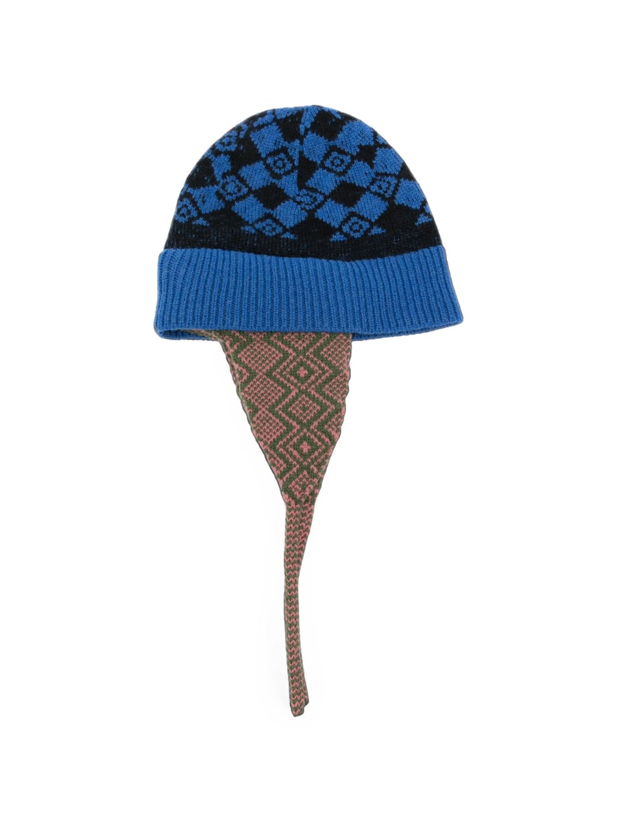 Dries Van Noten Dries Van Noten Geometric-pattern Ear-flap Beanie Hat, view 2