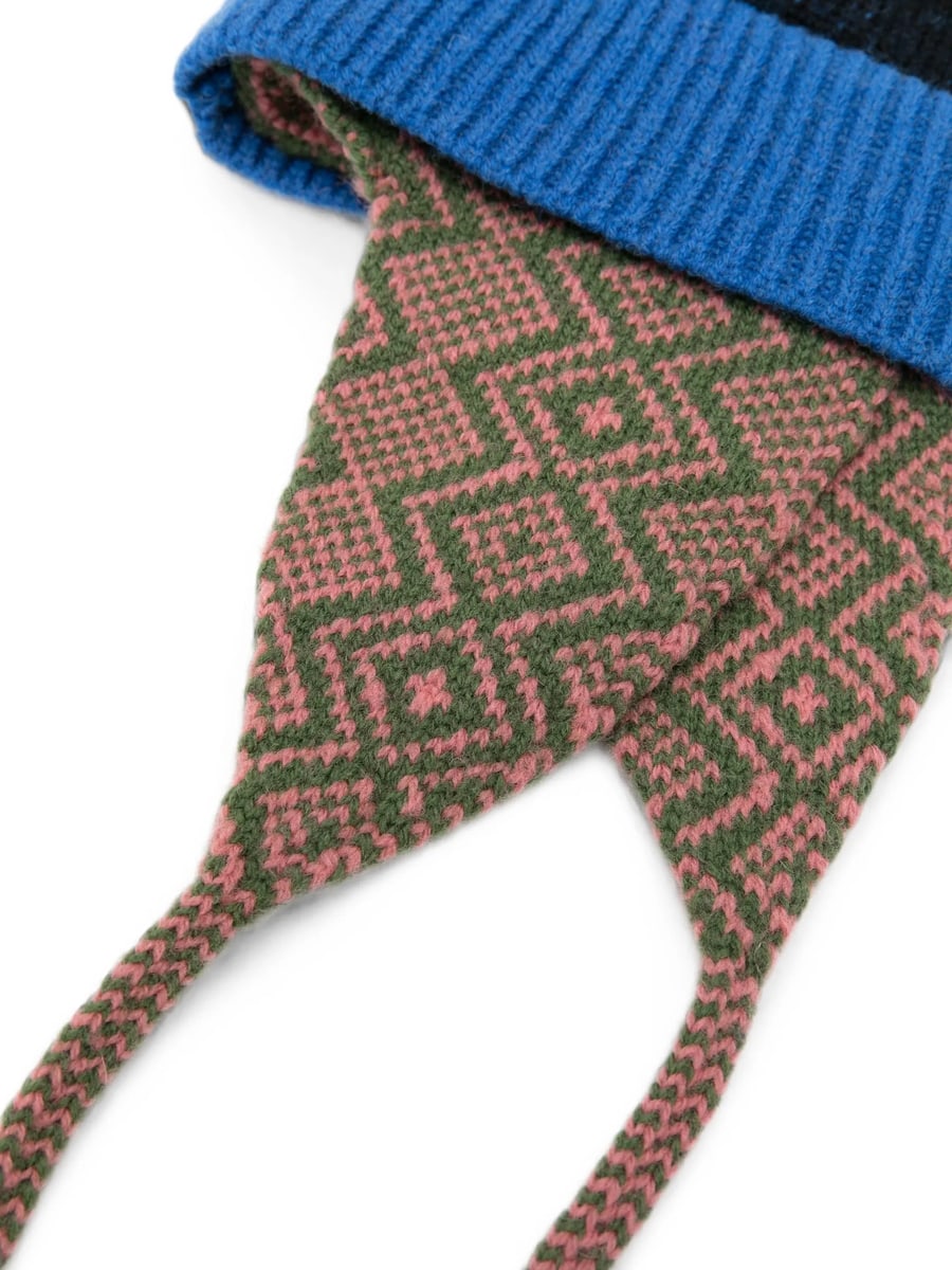 Dries Van Noten Dries Van Noten Geometric-pattern Ear-flap Beanie Hat, view 3
