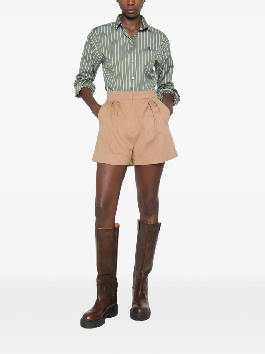 Max Mara Max Mara Pleated Camel-hair Shorts, view 2