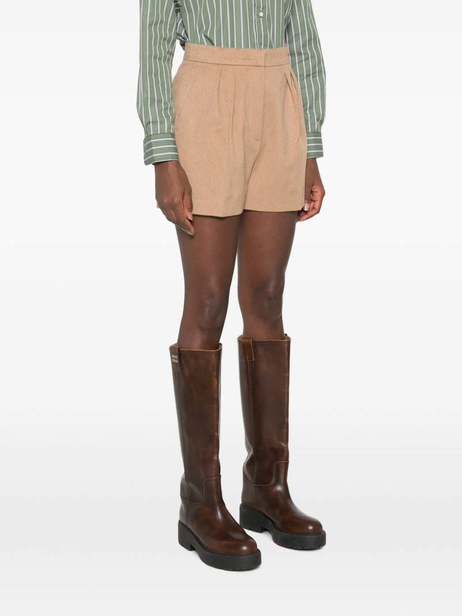 Max Mara Max Mara Pleated Camel-hair Shorts, view 3