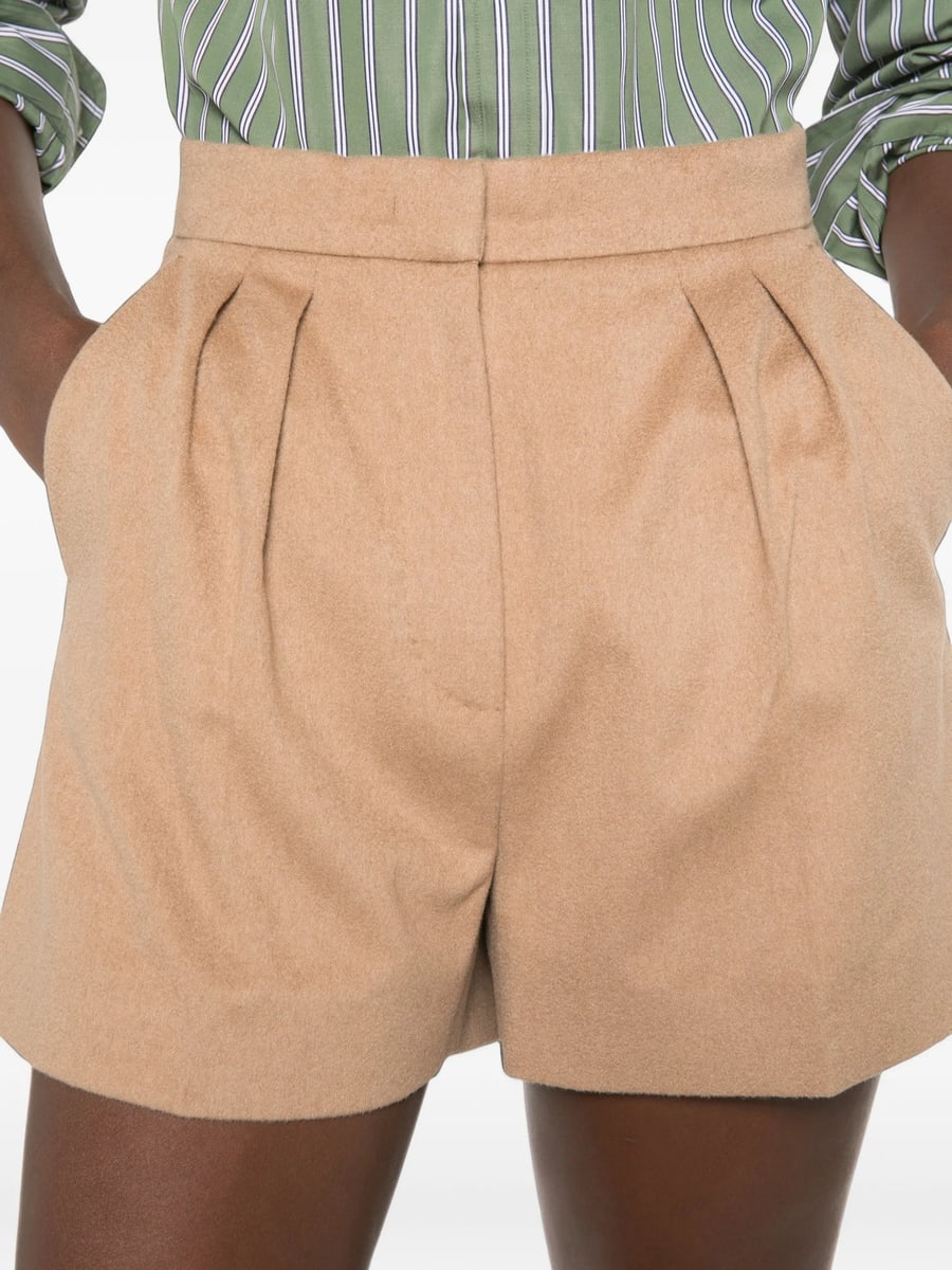 Max Mara Max Mara Pleated Camel-hair Shorts, view 5