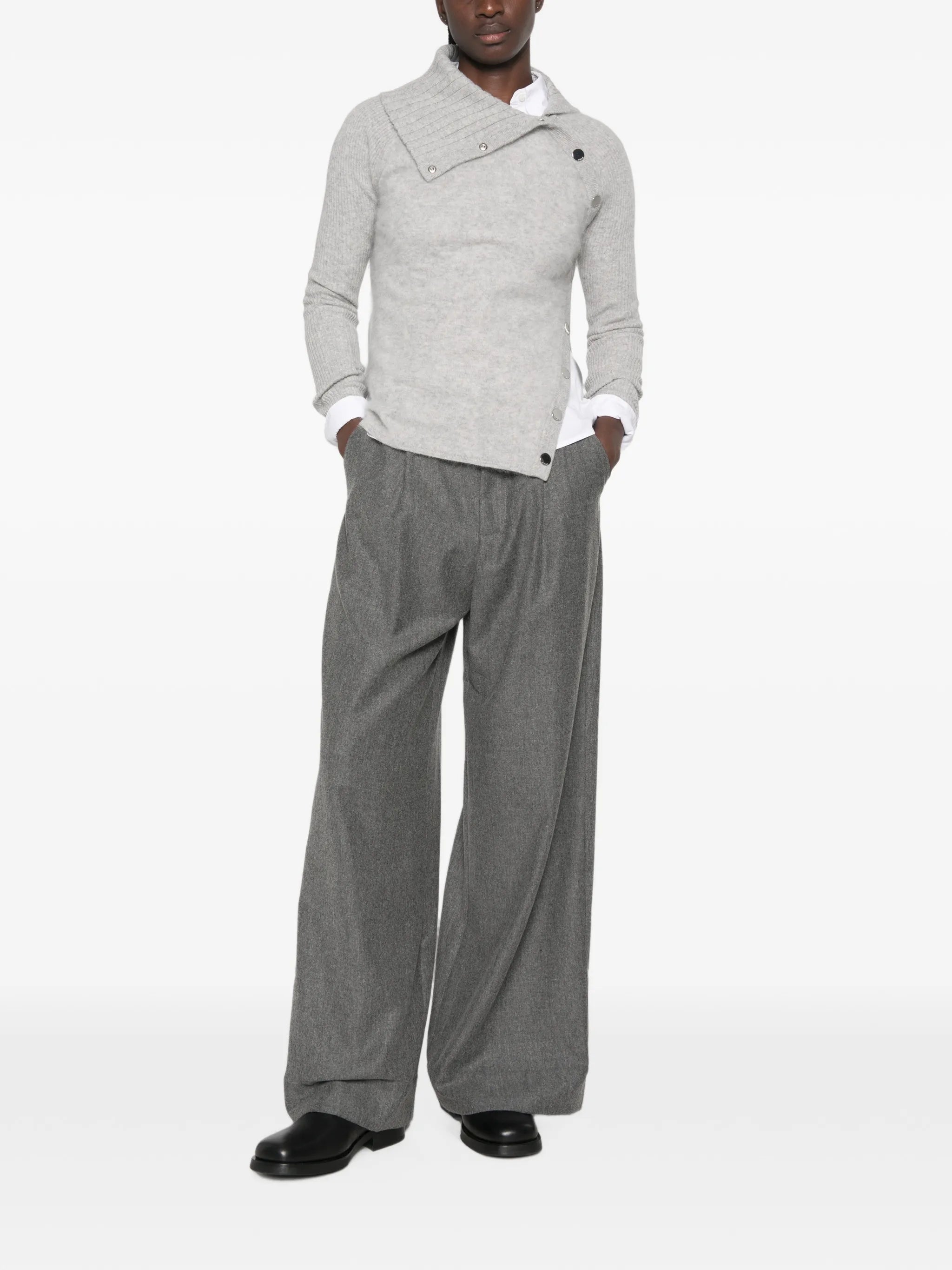 Sportmax Sportmax Asymmetric-fastening Ribbed-sleeve Knit, view 2