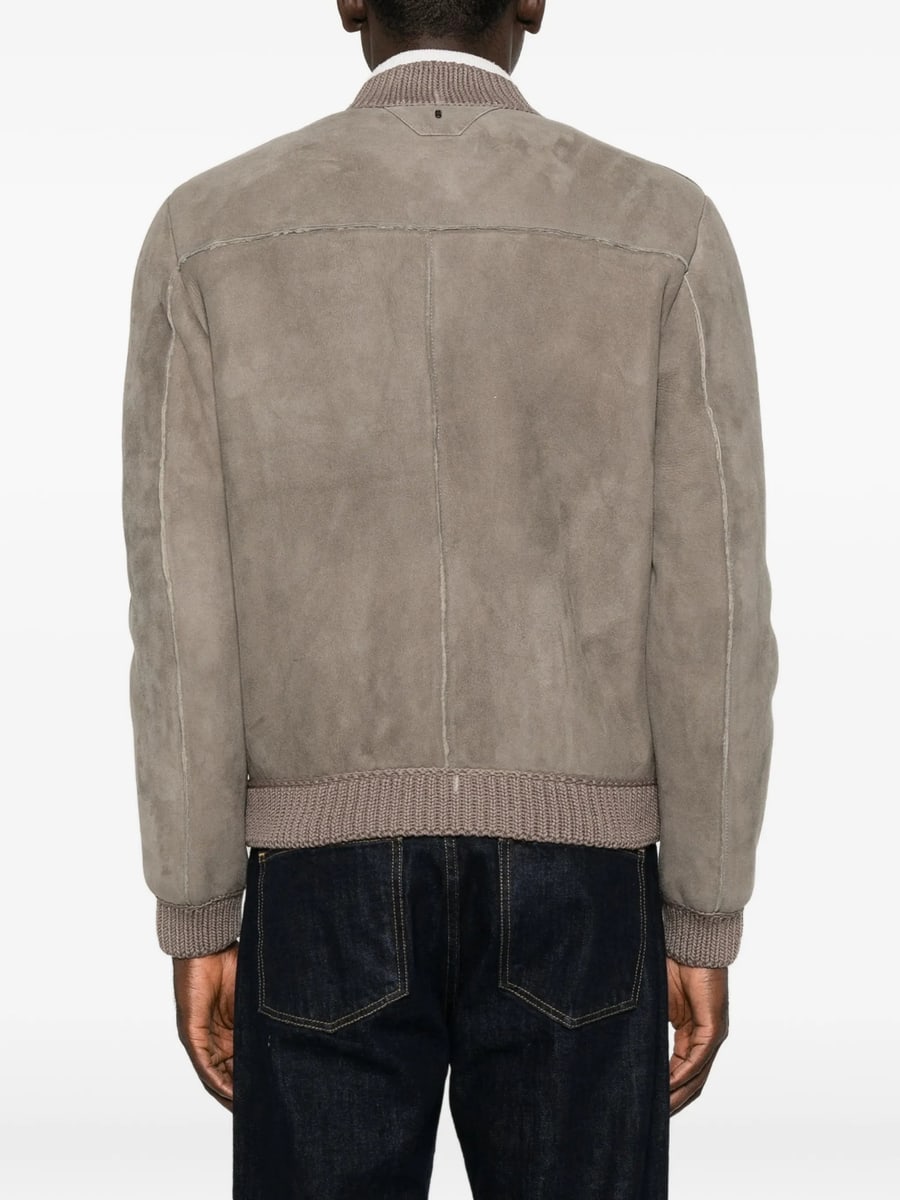 Santoro Santoro Suede Ribbed-trim Jacket, view 2