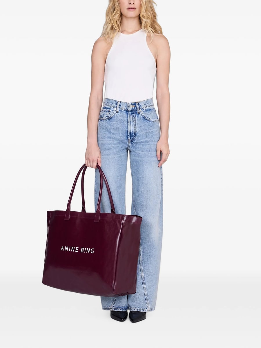 Anine Bing Anine Bing LEO COATED CANVAS TOTE - FIG, view 4