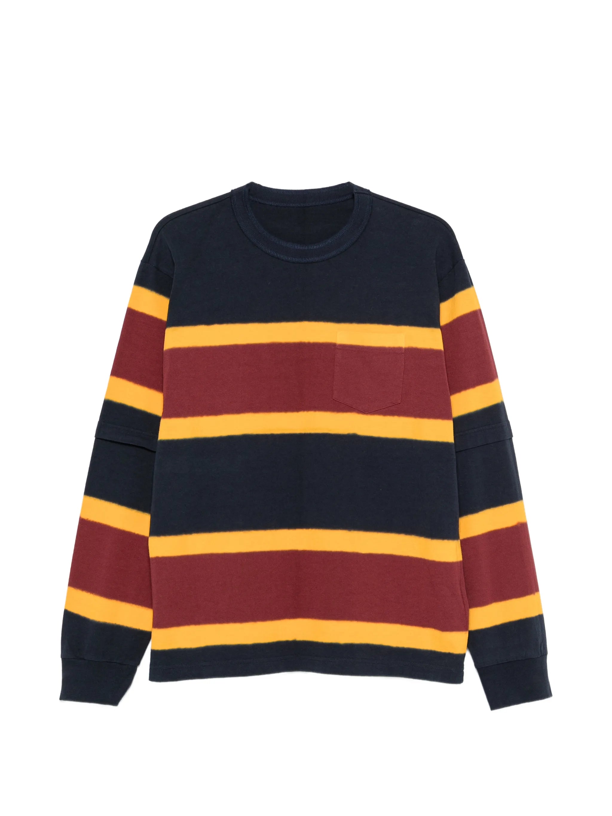 Sacai Sacai Striped-knit Layered-sleeve Sweater