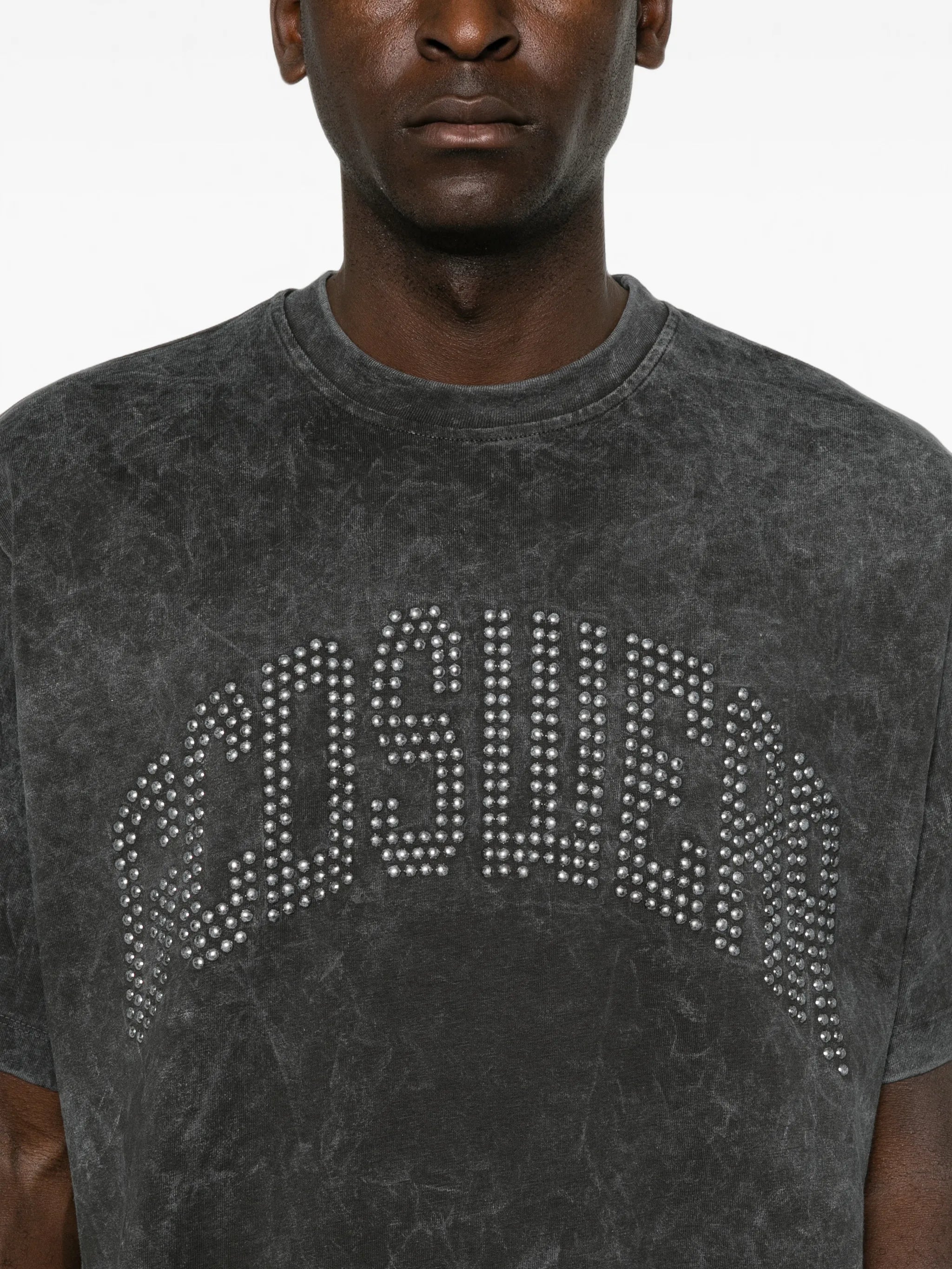 Gcds Gcds Stud-embellished Acid-wash T-shirt, view 2