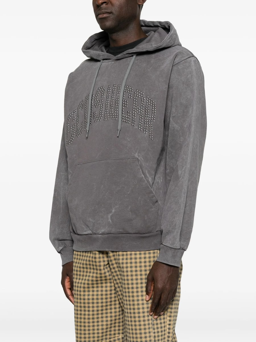 Gcds Gcds Stud-embellished Washed-effect Hoodie, view 5