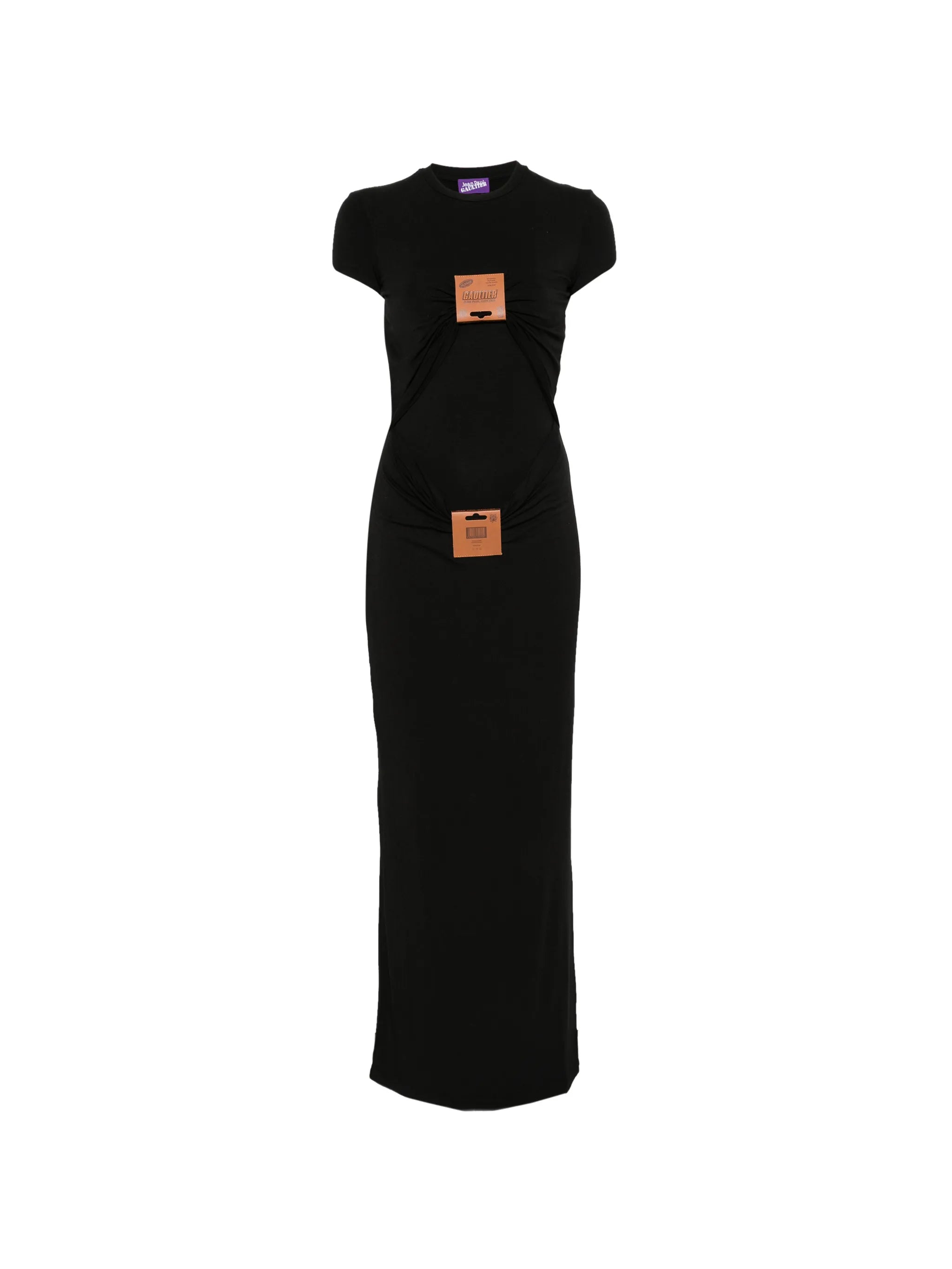 Jean Paul Gaultier Jean Paul Gaultier Leather-tag Draped Maxi Dress