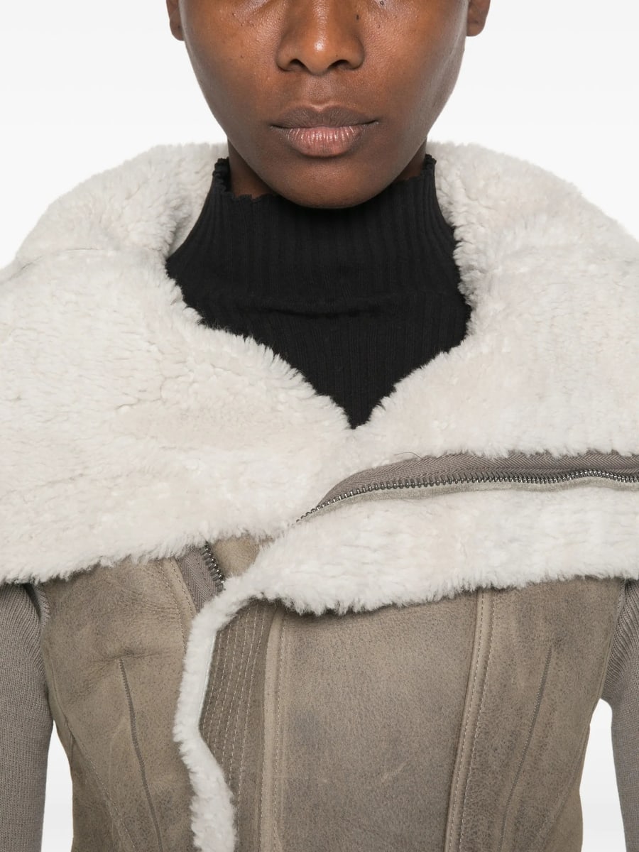 Rick Owens Rick Owens Shearling-lined Asymmetric Jacket, view 5