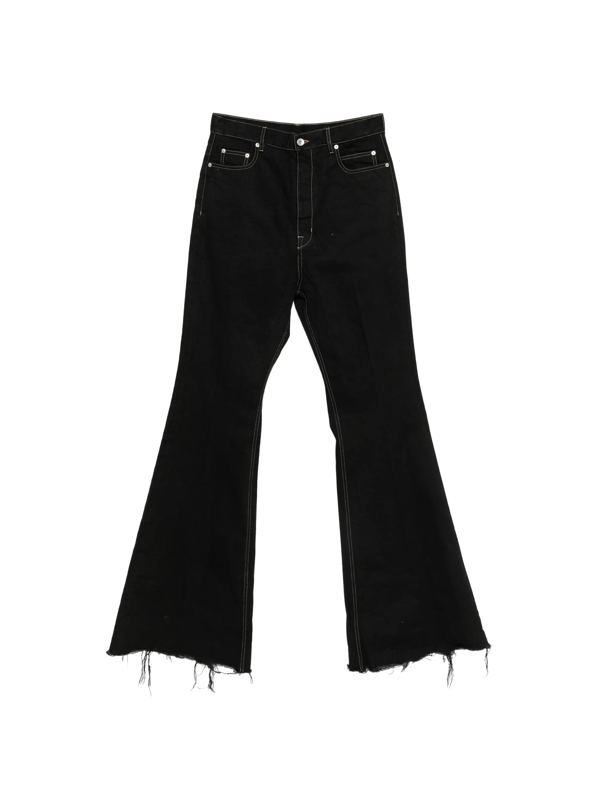 Rick Owens Rick Owens Bloan Contrast-stitch Raw-hem Bootcut Jeans