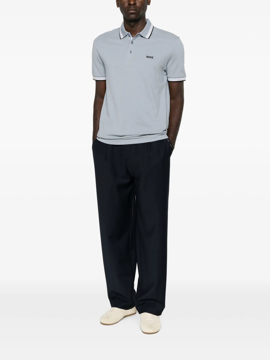 Boss Boss Paddy Logo-embroidered Tipped Polo Shirt, view 4