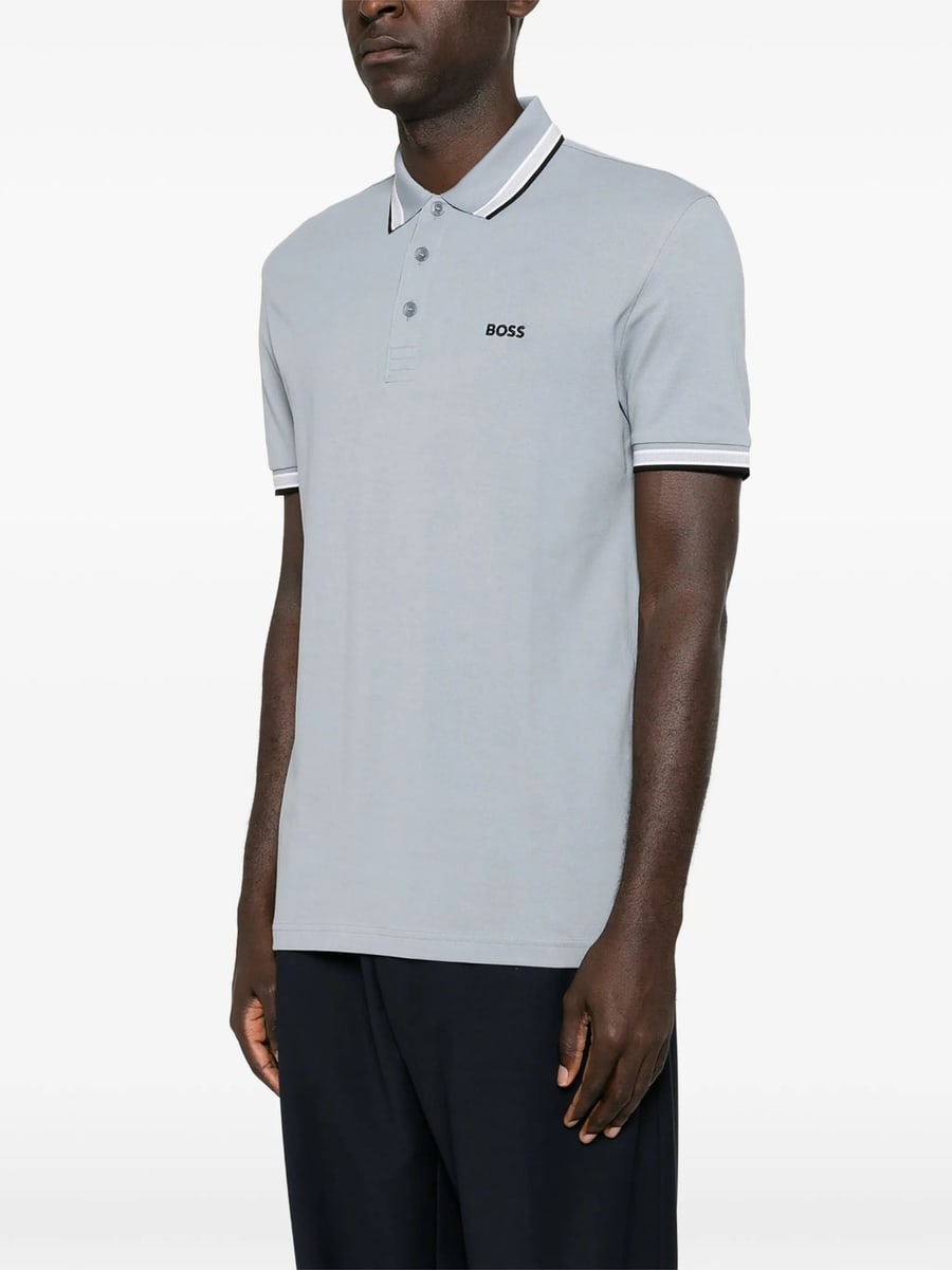 Boss Boss Paddy Logo-embroidered Tipped Polo Shirt, view 5
