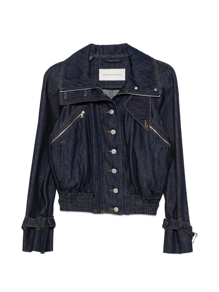 Dries Van Noten Dries Van Noten High-neck Elasticated-hem Denim Jacket