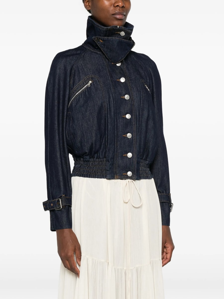 Dries Van Noten Dries Van Noten High-neck Elasticated-hem Denim Jacket, view 3