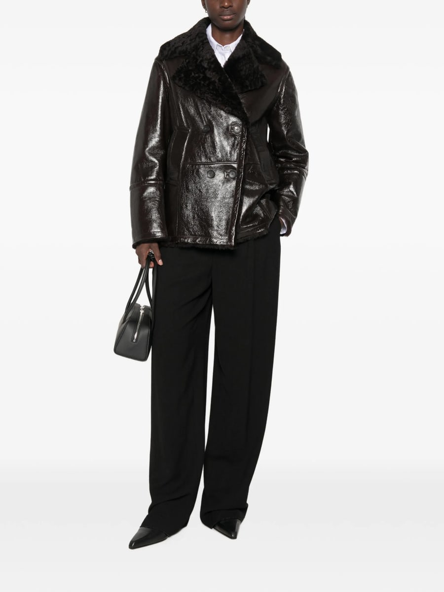 Furling Furling Shearling-collar Double-breasted Jacket, view 3
