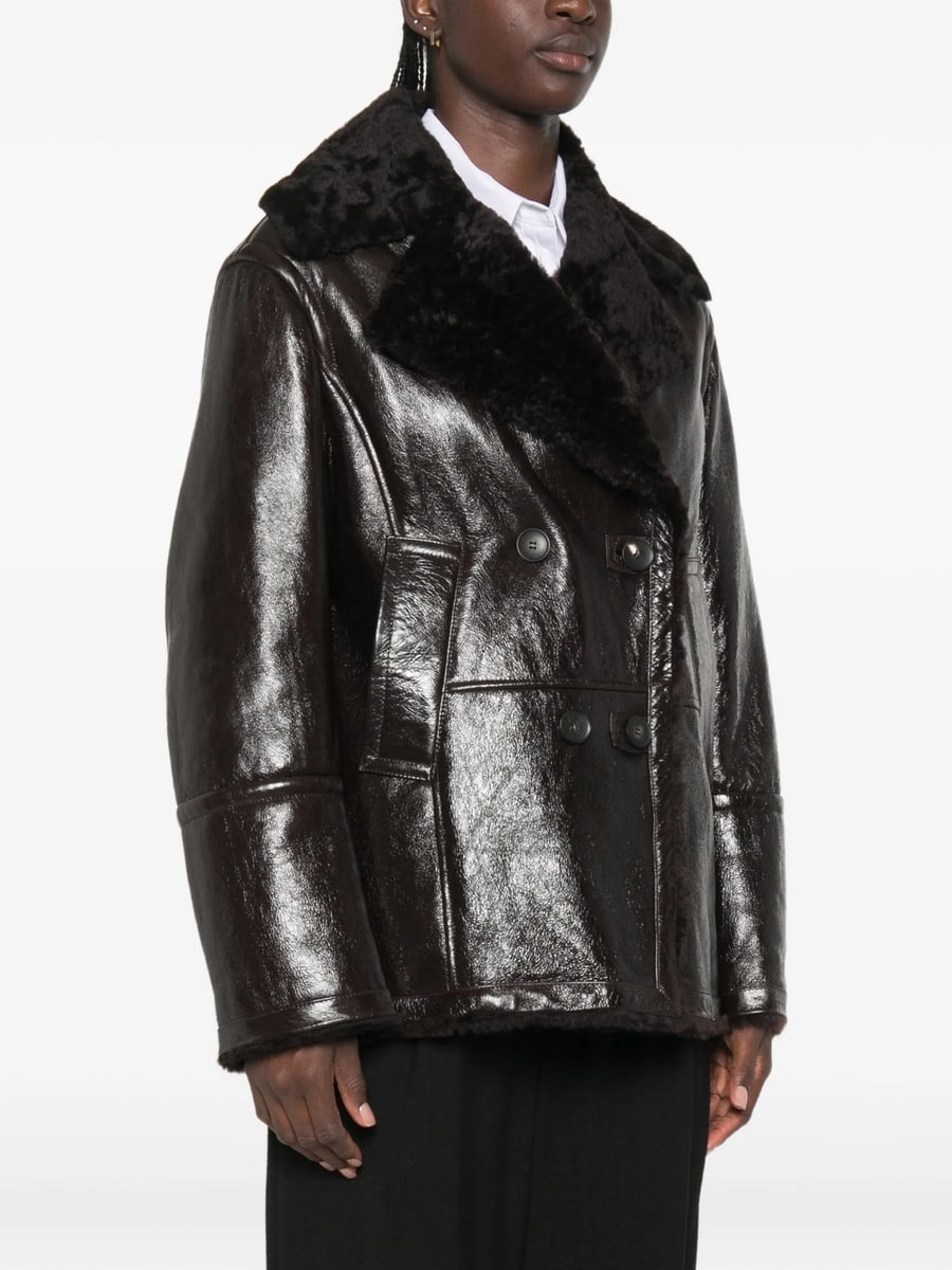 Furling Furling Shearling-collar Double-breasted Jacket, view 5
