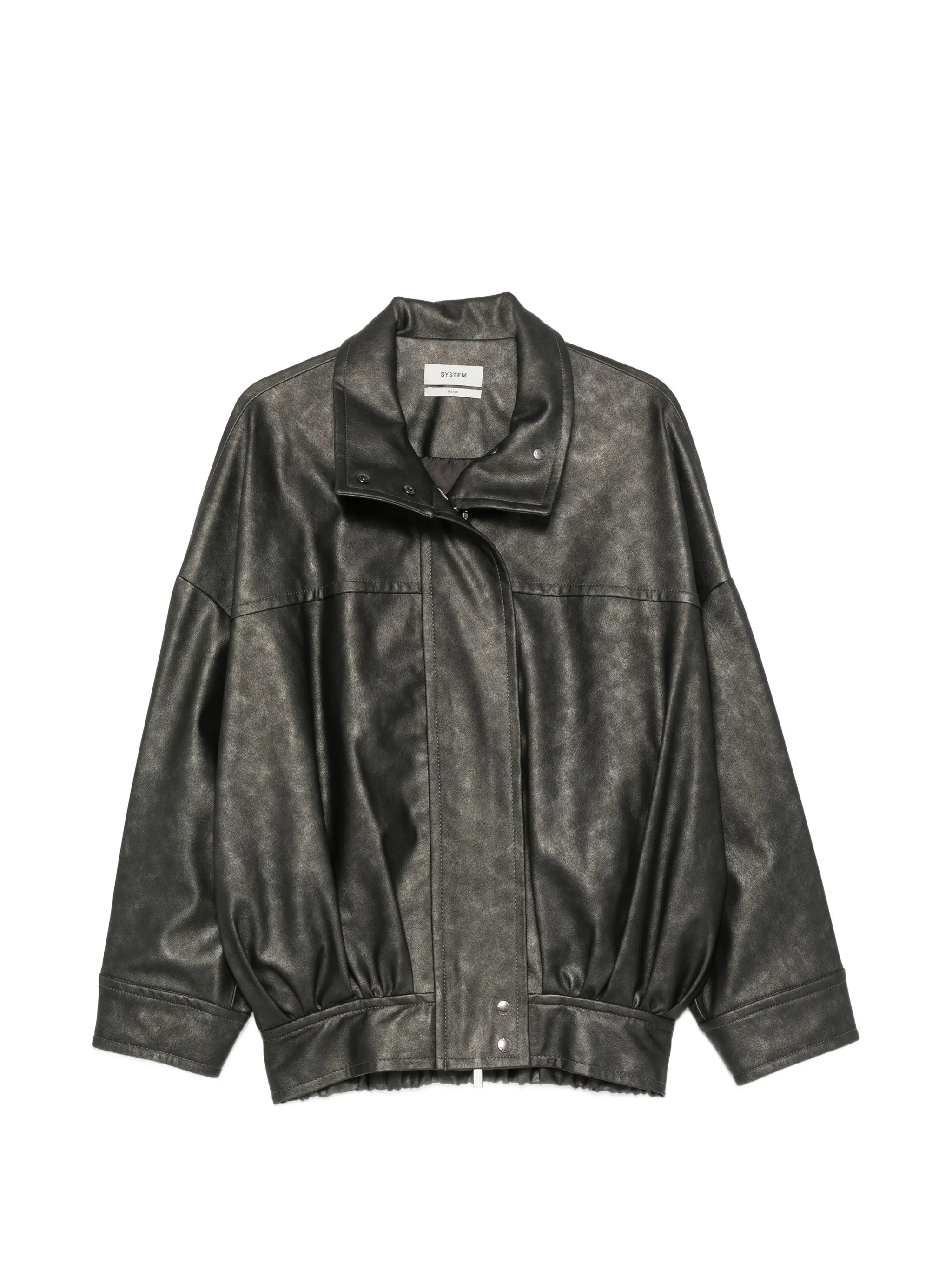 System System Panelled High-neck Biker Jacket