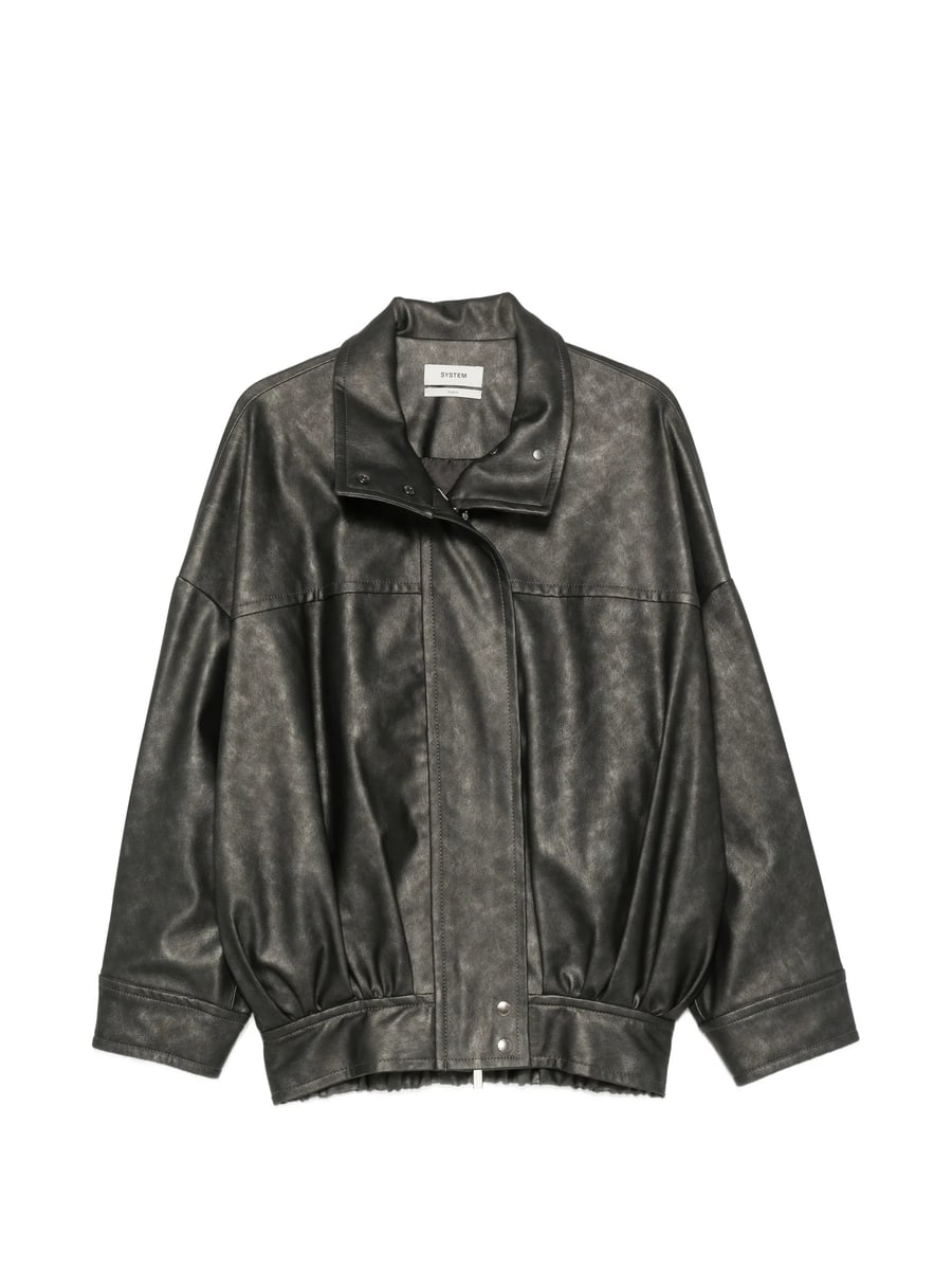 System System Panelled High-neck Biker Jacket