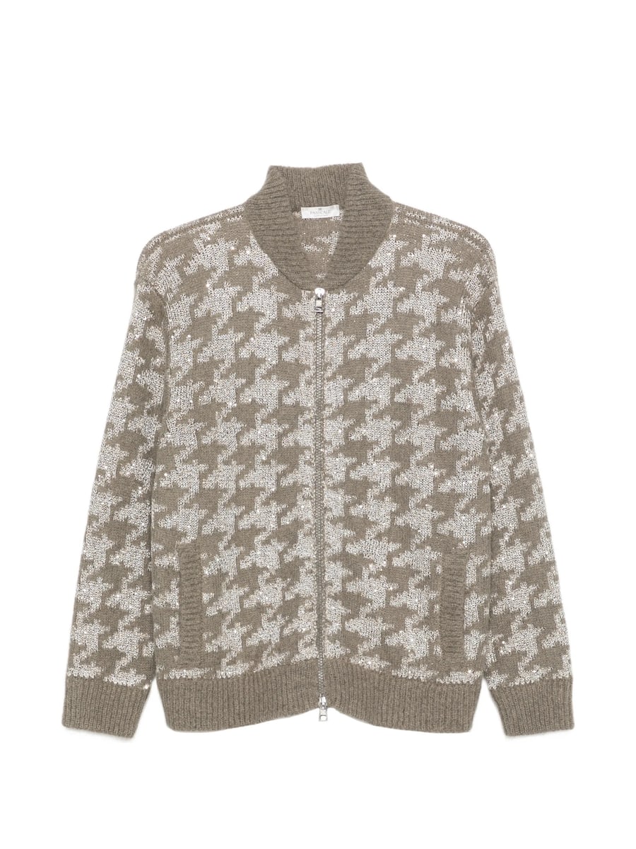 Panicale Panicale Houndstooth-pattern Sequin-embellished Cardigan
