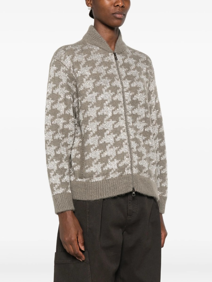Panicale Panicale Houndstooth-pattern Sequin-embellished Cardigan, view 4