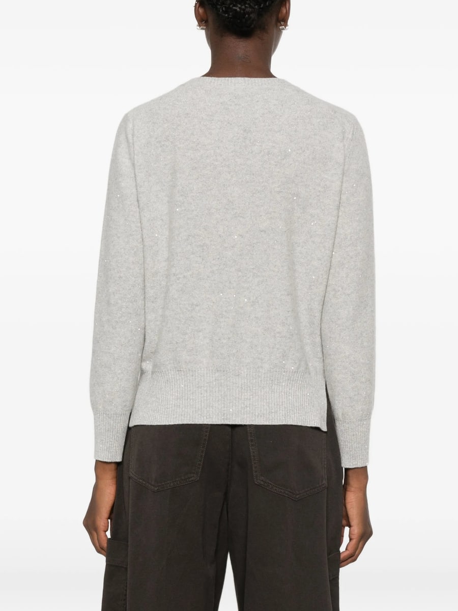 Panicale Panicale Sequin-embellished Side-slit Sweater, view 4
