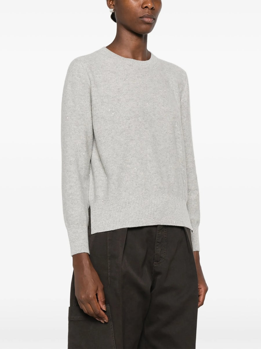 Panicale Panicale Sequin-embellished Side-slit Sweater, view 5