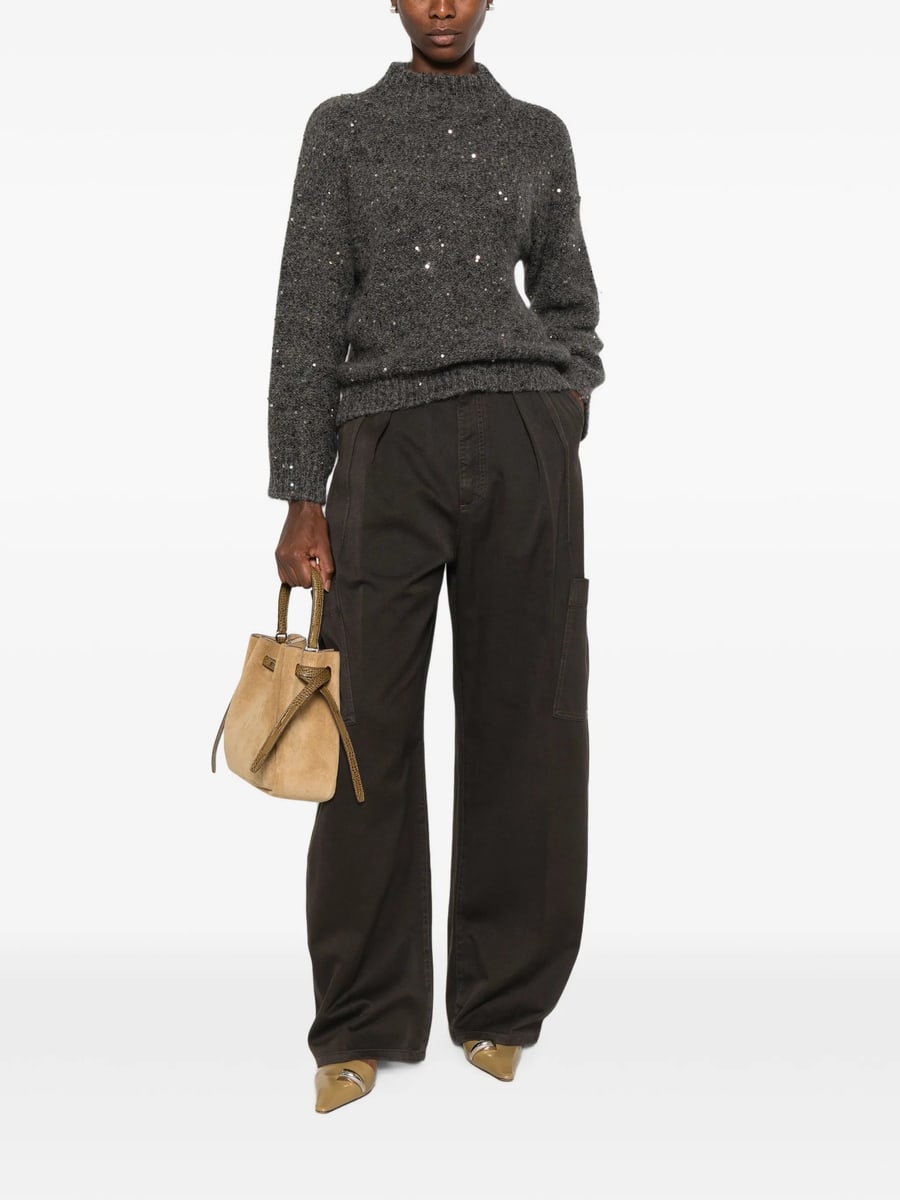Panicale Panicale Sequin-embellished High-neck Sweater, view 3