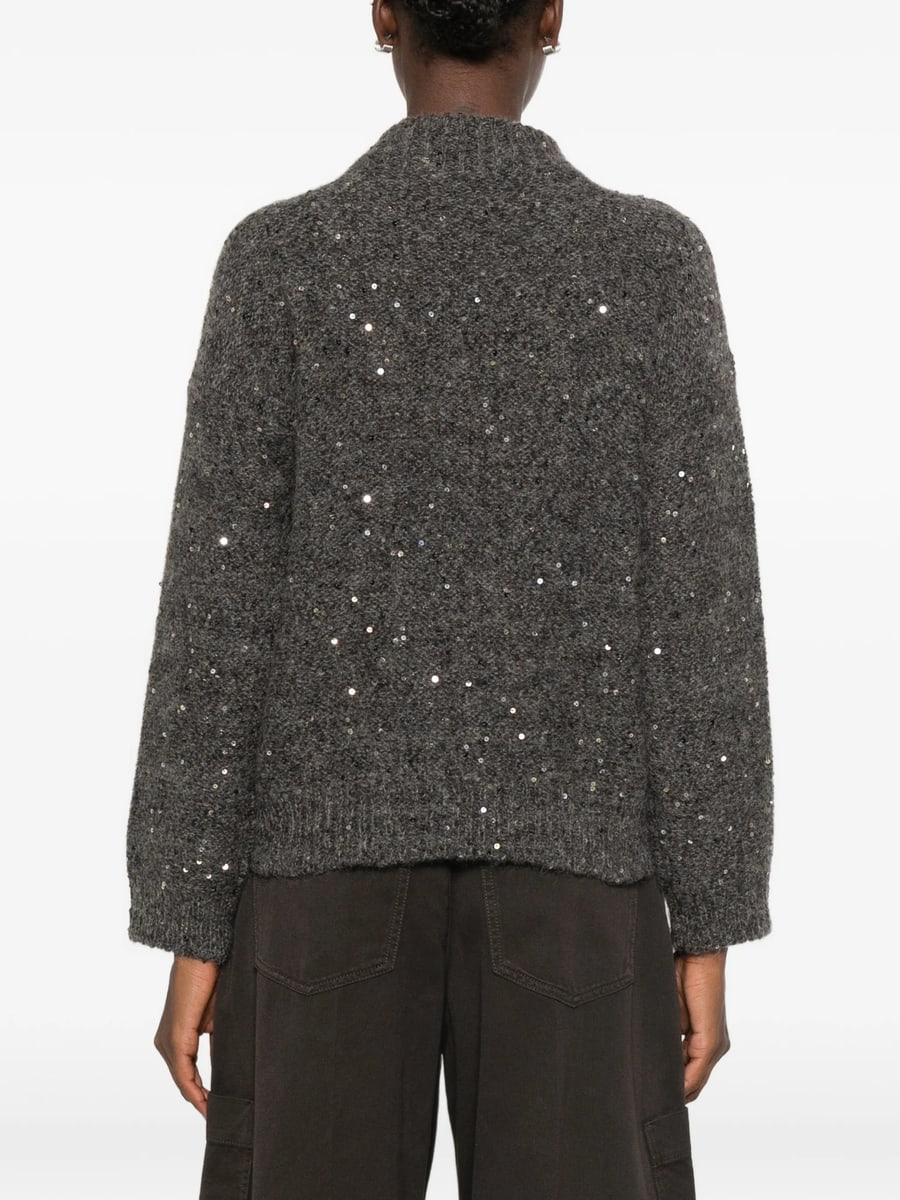Panicale Panicale Sequin-embellished High-neck Sweater, view 4