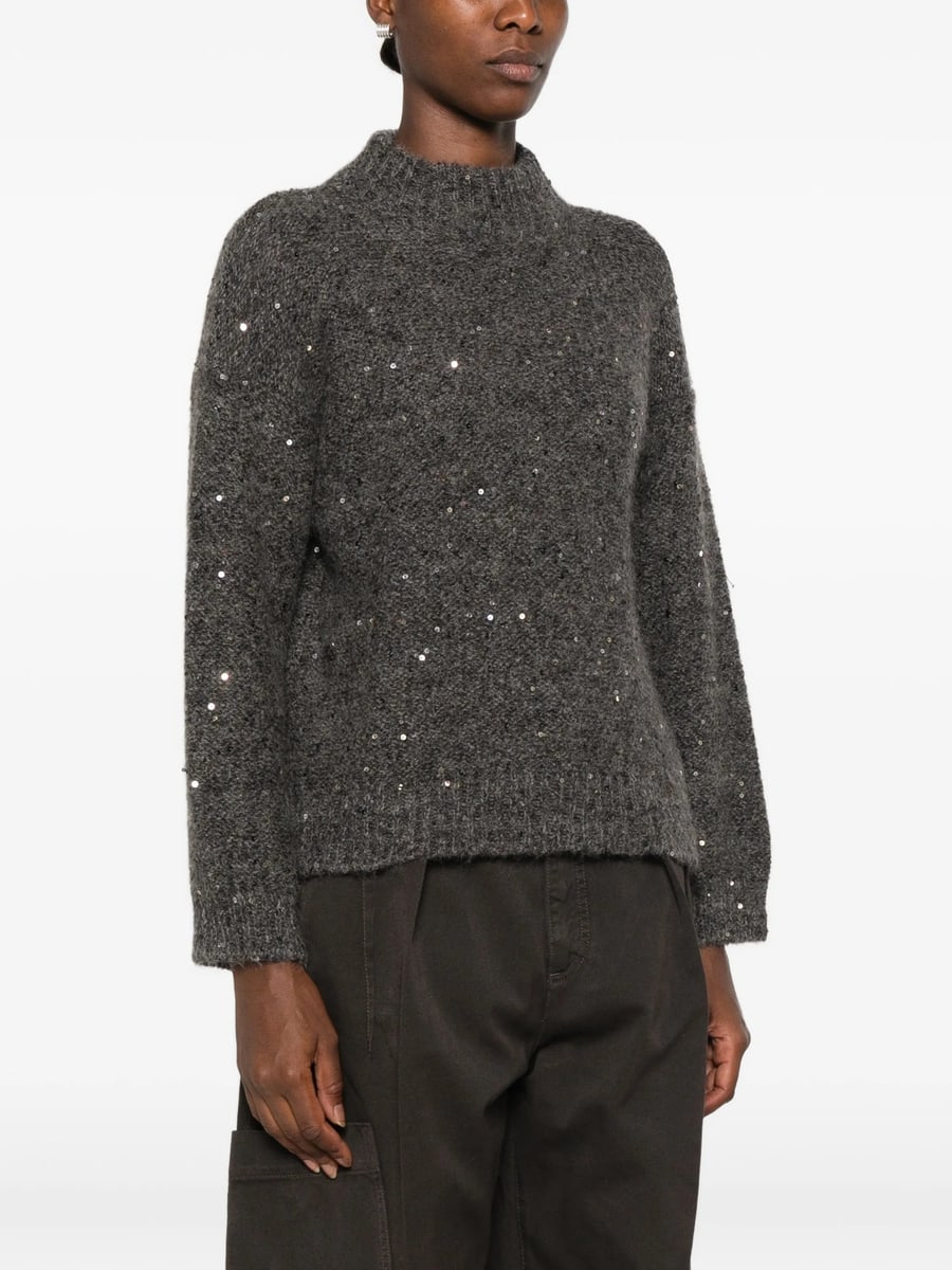 Panicale Panicale Sequin-embellished High-neck Sweater, view 5