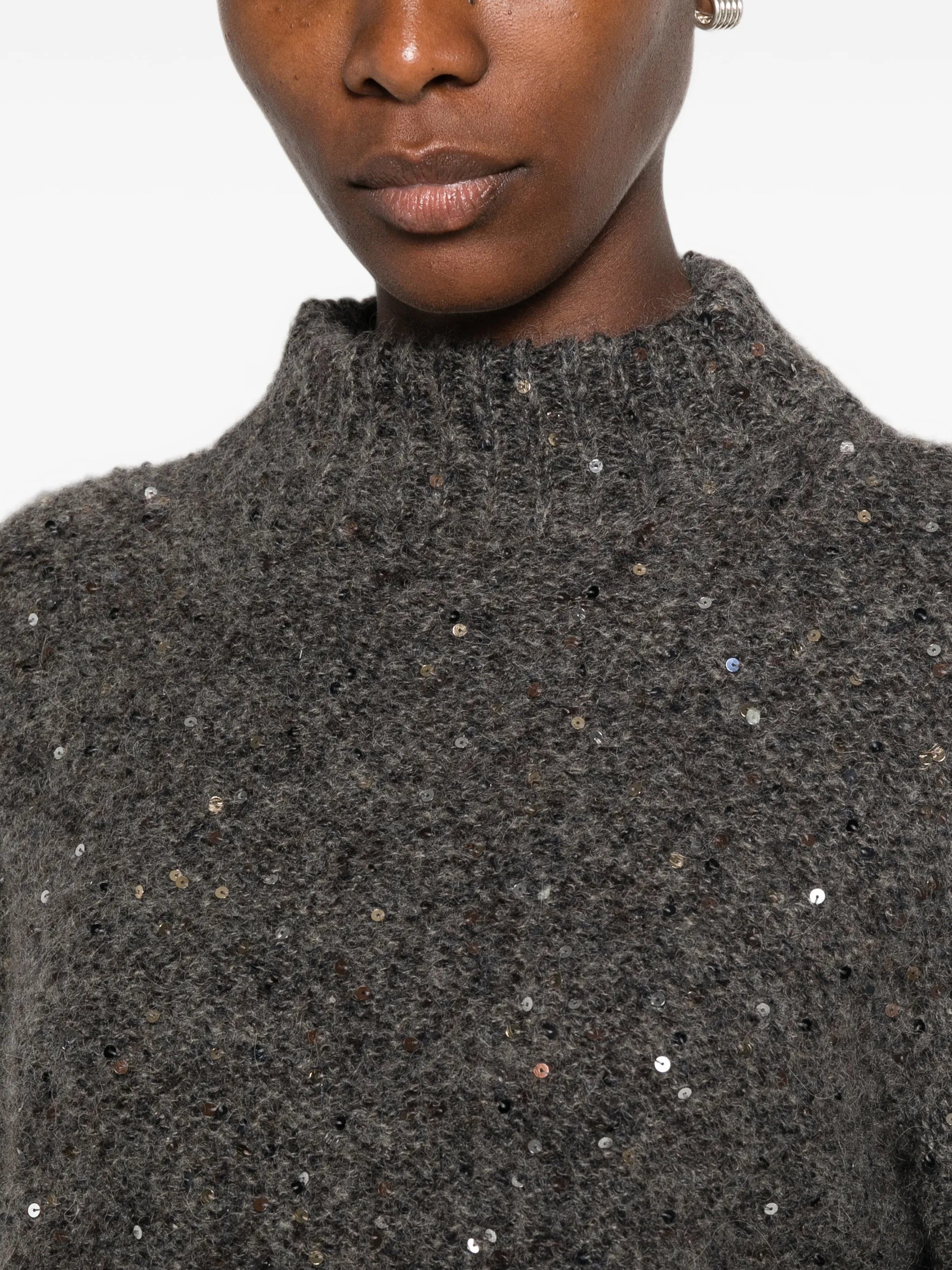 Panicale Panicale Sequin-embellished High-neck Sweater, view 2