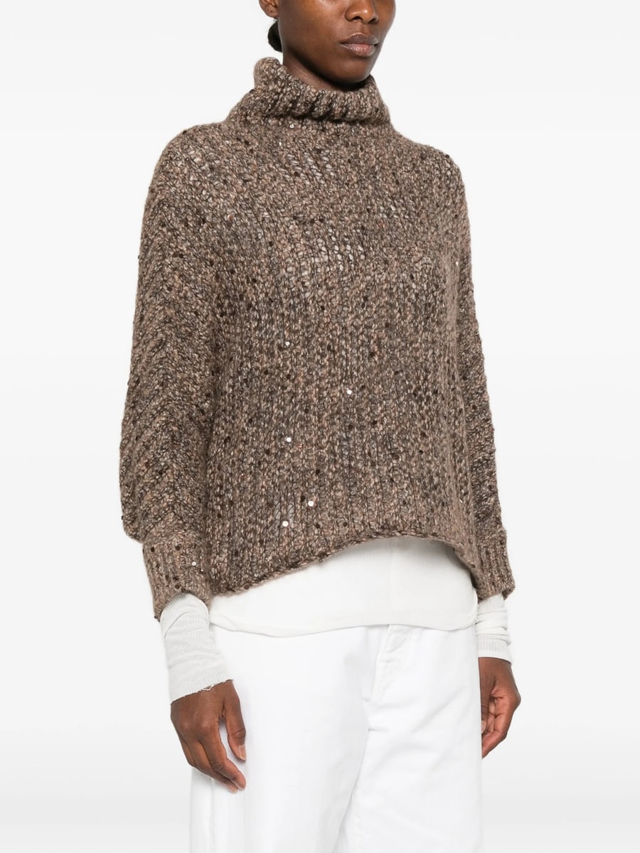 Panicale Panicale Sequin-embellished Roll-neck Sweater, view 2