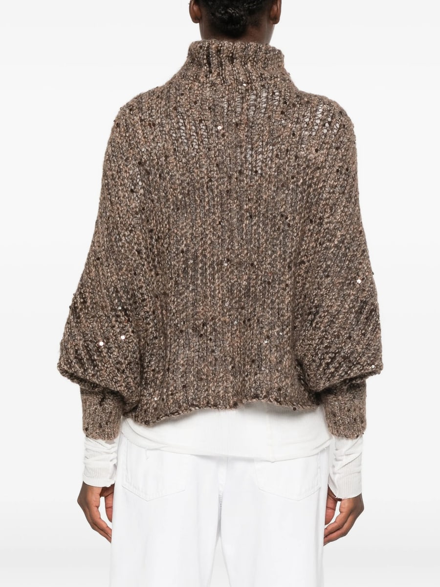 Panicale Panicale Sequin-embellished Roll-neck Sweater, view 3