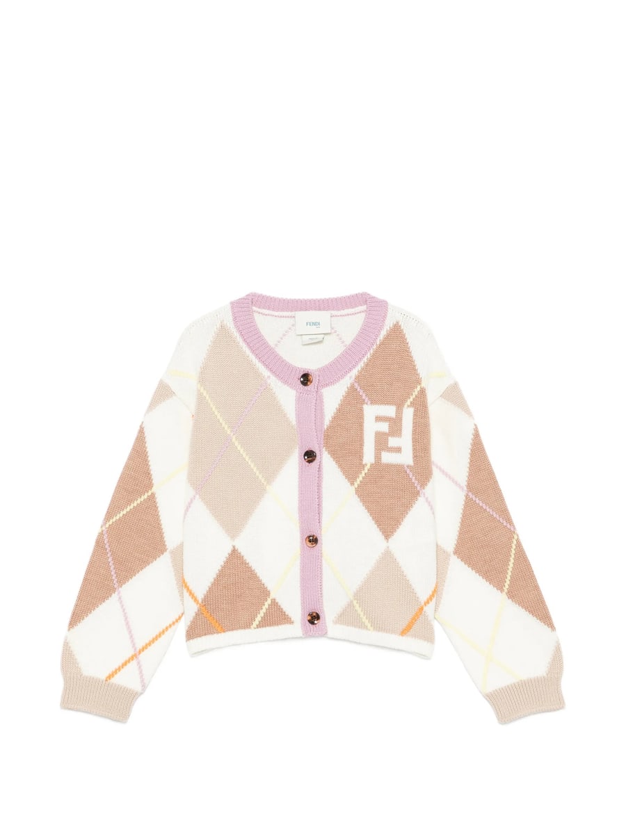 Fendi Fendi FF-intarsia Argyle-knit Cardigan