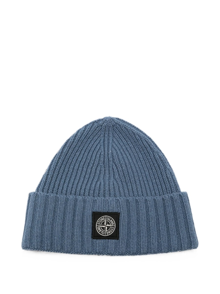 Stone Island Stone Island Logo-patch Ribbed-knit Beanie Hat