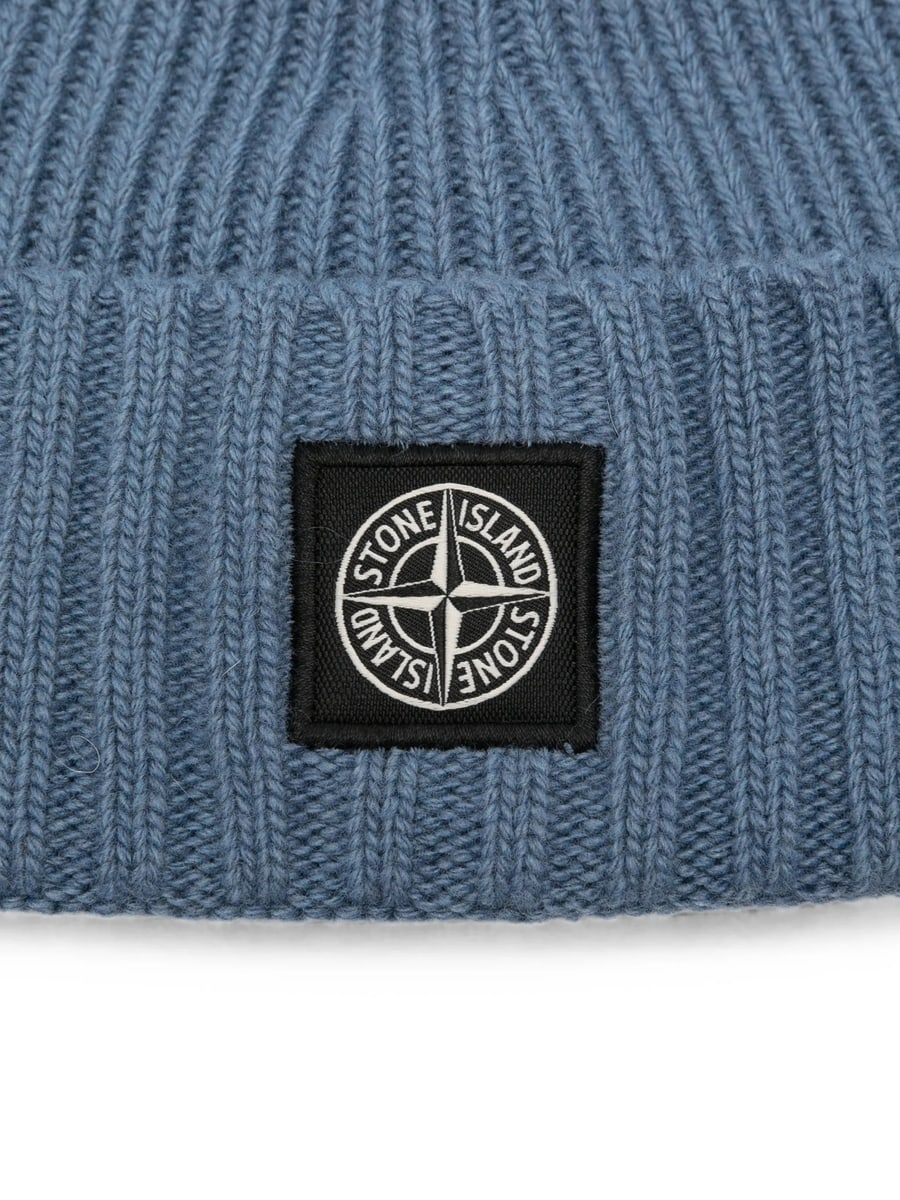 Stone Island Stone Island Logo-patch Ribbed-knit Beanie Hat, view 3