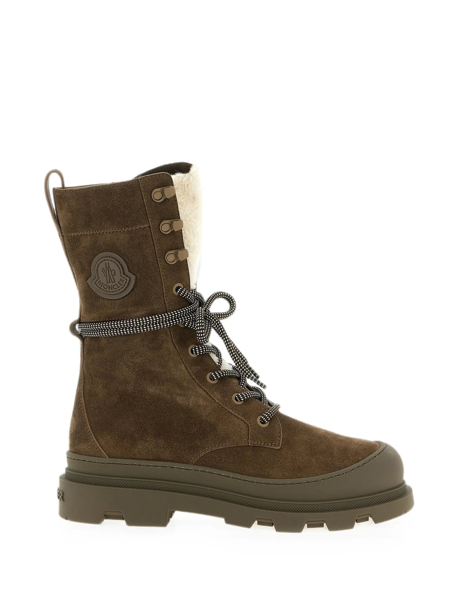 Moncler Moncler Vera High Suede & Shearling Lace-up Boots