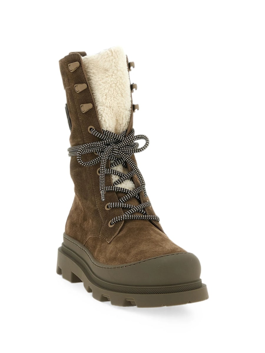 Moncler Moncler Vera High Suede & Shearling Lace-up Boots, view 4