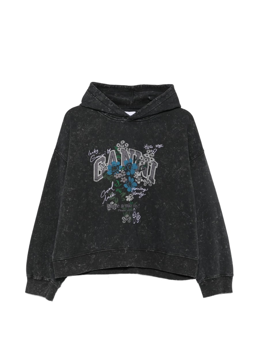 Ganni Ganni Graphic-print Acid-wash Hoodie