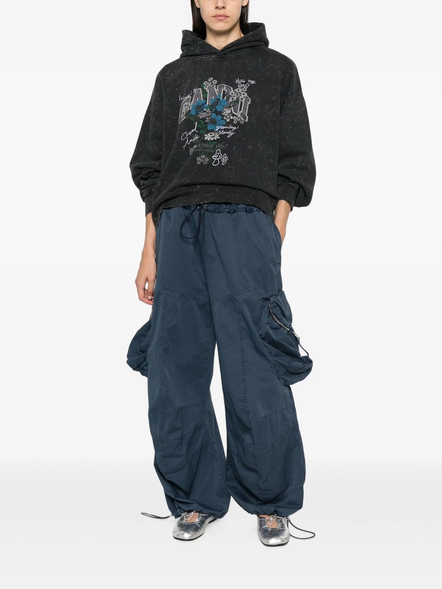 Ganni Ganni Graphic-print Acid-wash Hoodie, view 2