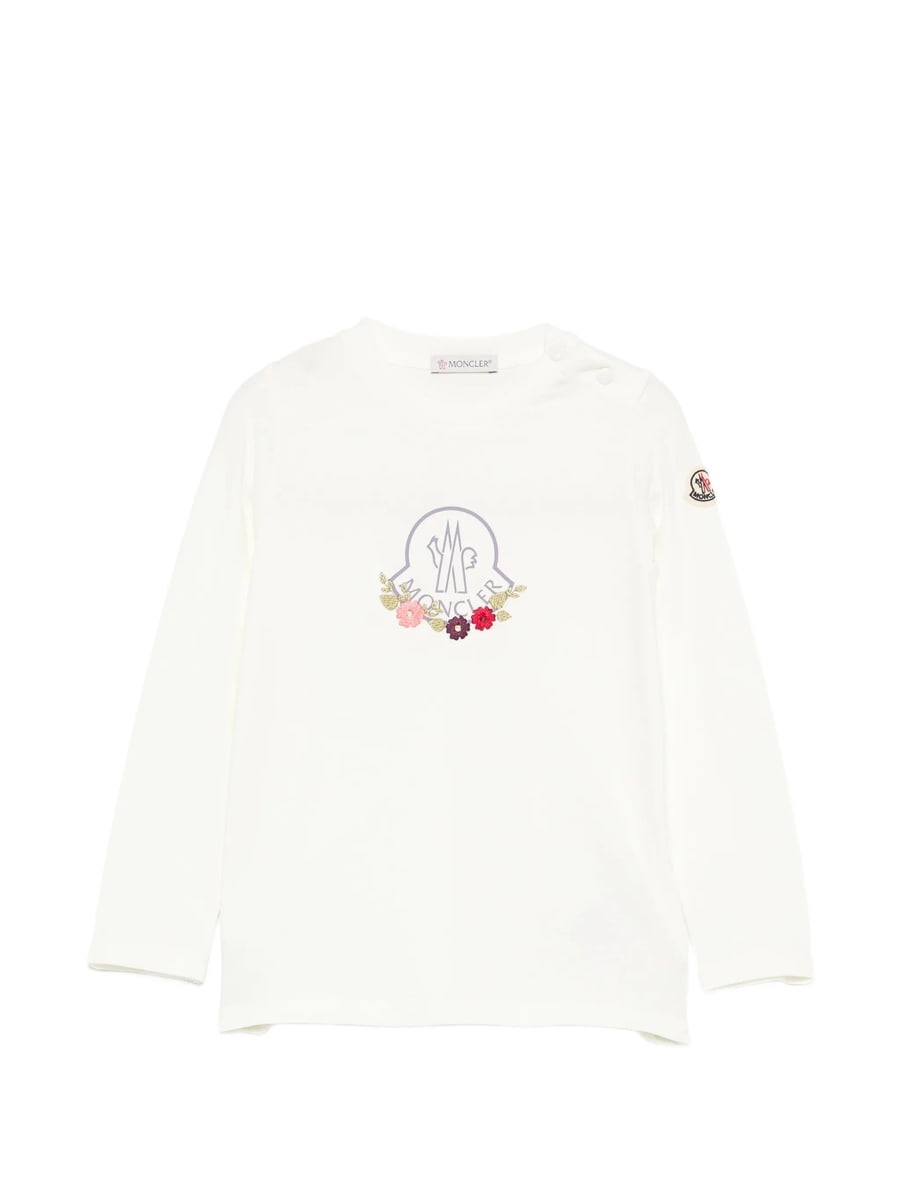 Moncler Moncler Logo-print Floral-embroidered T-shirt