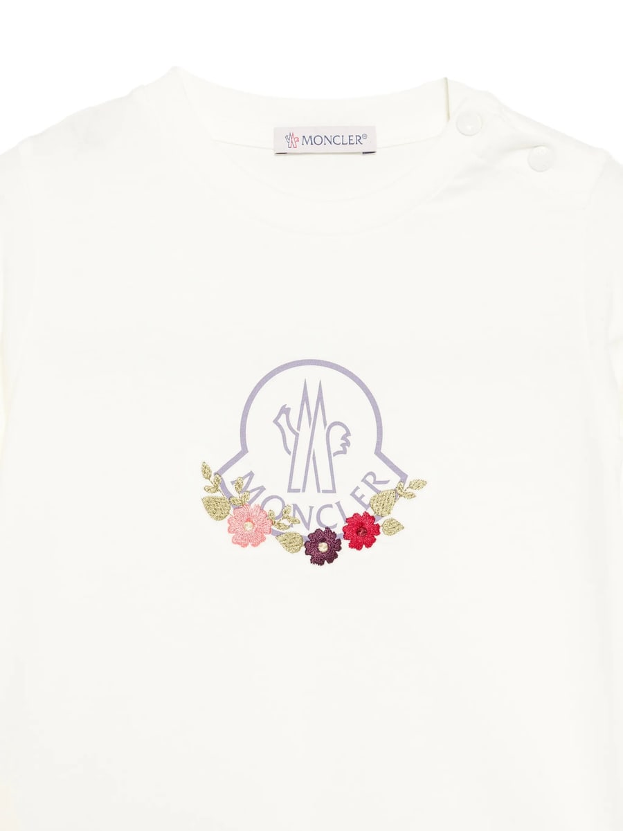 Moncler Moncler Logo-print Floral-embroidered T-shirt, view 3