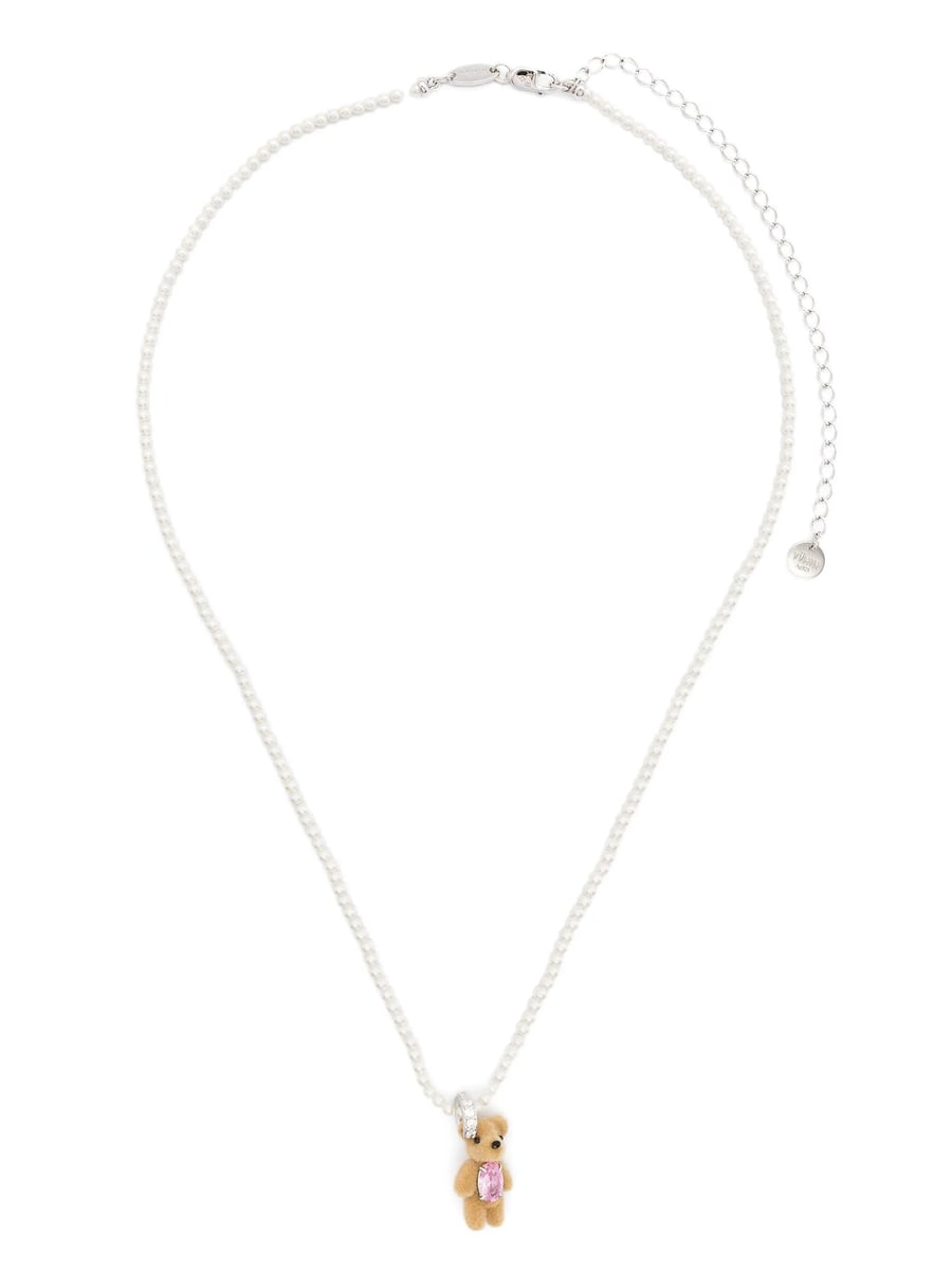 Yvmin Yvmin Mini Flocked Bear Necklace