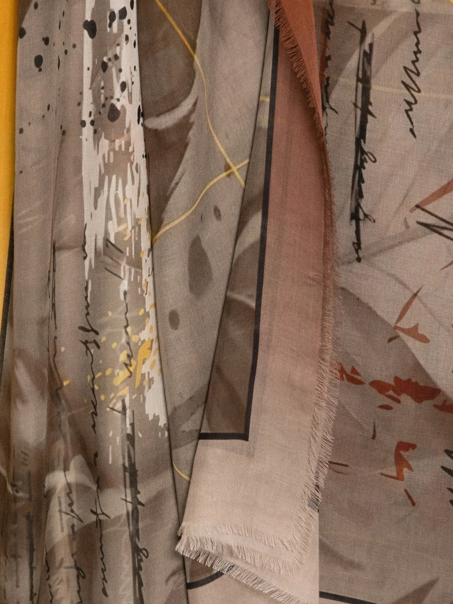 D'aniello D'aniello Abstract-print Frayed-edge Scarf, view 2